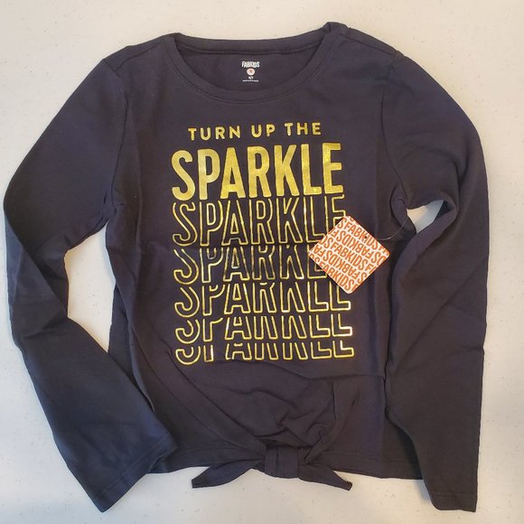 fabkids Other - FabKIDS Girls Black Crewneck Longsleeve Crewneck Graphic Tee